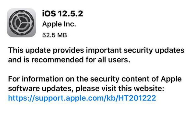 清河门苹果手机维修分享iOS12.5.2发布，建议所有老苹果用户安装 